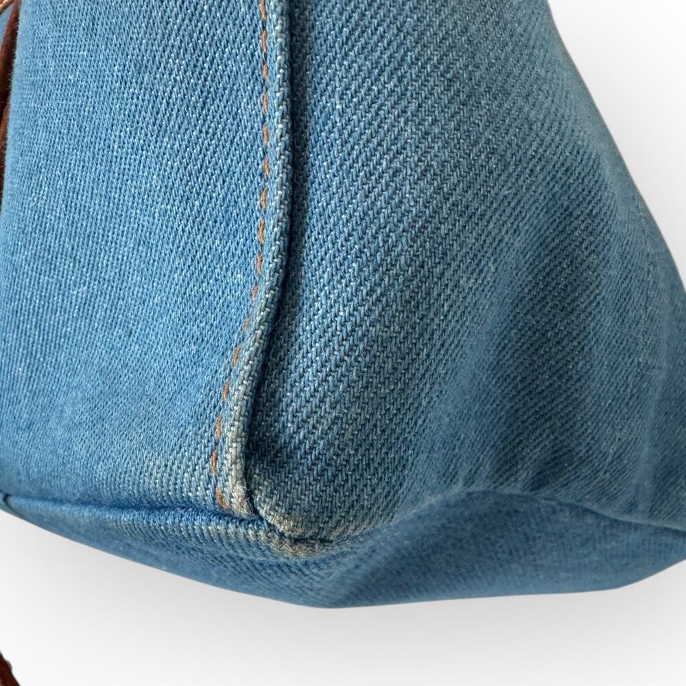 Parker Thatch Morgan Denim Leather Bucket Bag Rare Edition Drawstring EUC - Picture 7 of 16